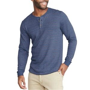 Marine Layer Blue Striped Long Sleeve Henley